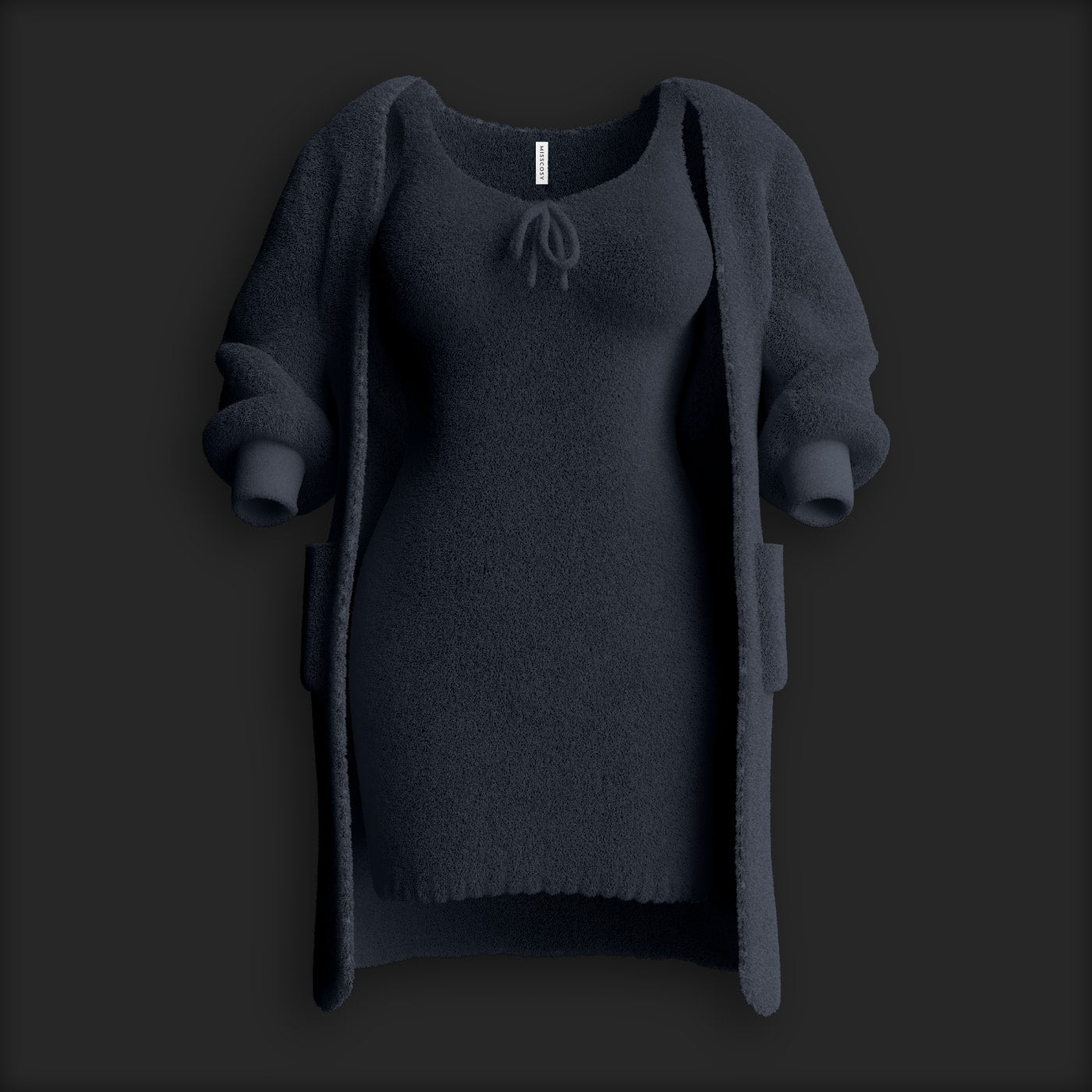 Cosy Knit Dress (2 Pieces) - Black