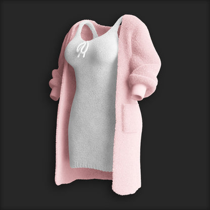 Cosy Knit Dress (2 Pieces) - Rose